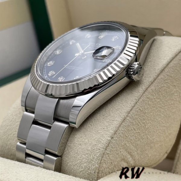 Rolex Datejust 126334 0015 Fluted Bezel Blue Diamond Dial 41MM Mens Replica Watch - Image 12