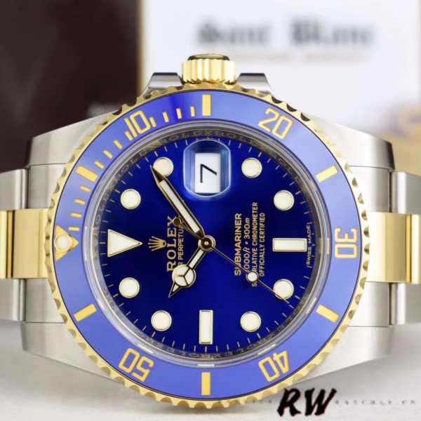 Replica Rolex Submariner Date 116613LB Two Tone Blue Dial 40mm Mens Watch - Image 10