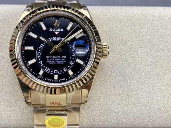 Rolex Sky Dweller Yellow Gold Black Dial Oyster M336938 0002 Men's Replica Watch - Image 4