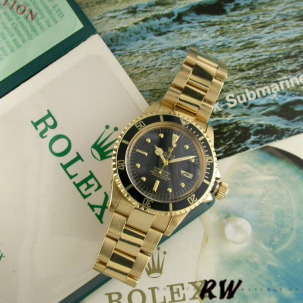 Rolex Submariner 1680/8 Black dial Yellow Gold 40mm Mens Replica Watch - Image 6