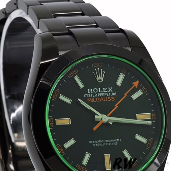 Rolex Milgauss 116400GV Green Crystal Stainless Steel/PVD Black Dial 40MM Mens Replica Watch - Image 7