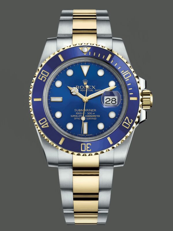 Replica Rolex Submariner Date 116613LB Two Tone Blue Dial 40mm Mens Watch