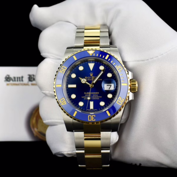 Replica Rolex Submariner Date 116613LB Two Tone Blue Dial 40mm Mens Watch - Image 11