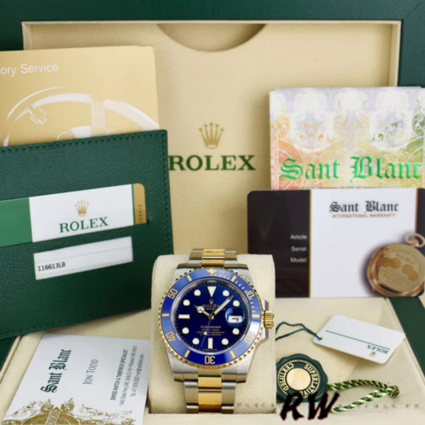 Replica Rolex Submariner Date 116613LB Two Tone Blue Dial 40mm Mens Watch - Image 15