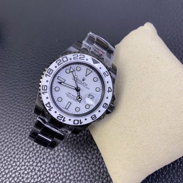 Rolex GMT Master II Black PVD/DLC Coated White Dial Stainless Steel 16710 Men's Watch - Image 7