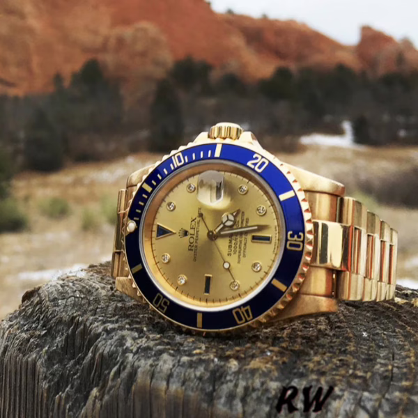 Rolex Submariner 16618 Yellow Gold Champagne Dial 40mm Mens Replica Watch - Image 3