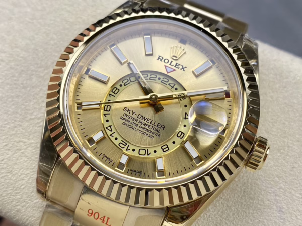 Rolex Sky Dweller 42mm Yellow Gold Champagne Dial m336938 0001 Men's Replica Watch - Image 3