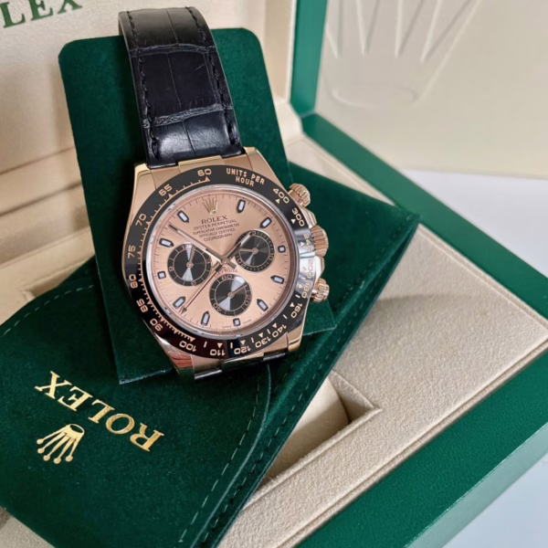 Rolex Cosmograph Daytona 116515LN Black Leather strap Gold Dial 40mm Mens Replica Watch - Image 5