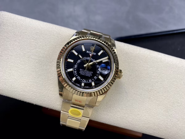 Rolex Sky Dweller Yellow Gold Black Dial Oyster M336938 0002 Men's Replica Watch - Image 9