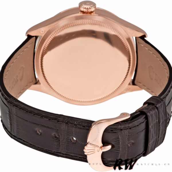 Rolex Cellini Dual Time 50525 Brown Guilloche Dial Brown Leather Strap 39mm Mens Replica Watch - Image 6