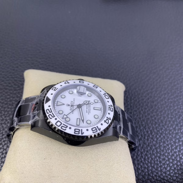 Rolex GMT Master II Black PVD/DLC Coated White Dial Stainless Steel 16710 Men's Watch - Image 6