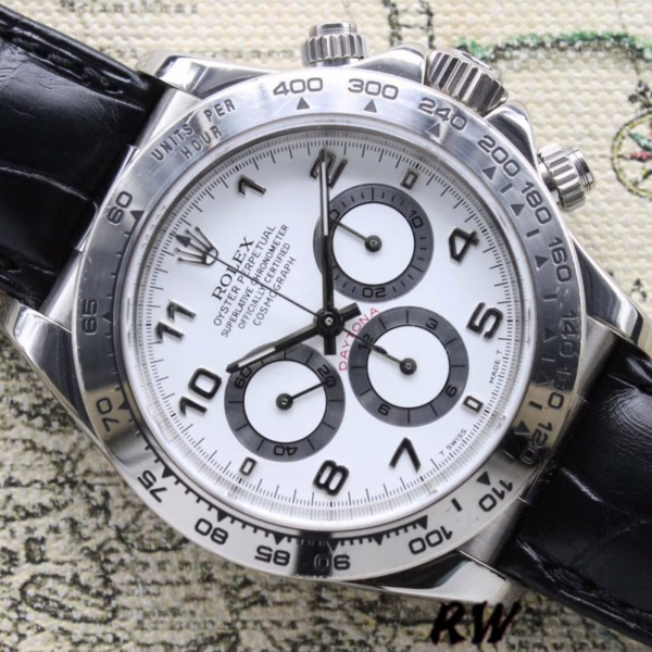 Rolex Daytona 16519 White Dial Black Leather strap 40mm Mens Replica Watch - Image 5