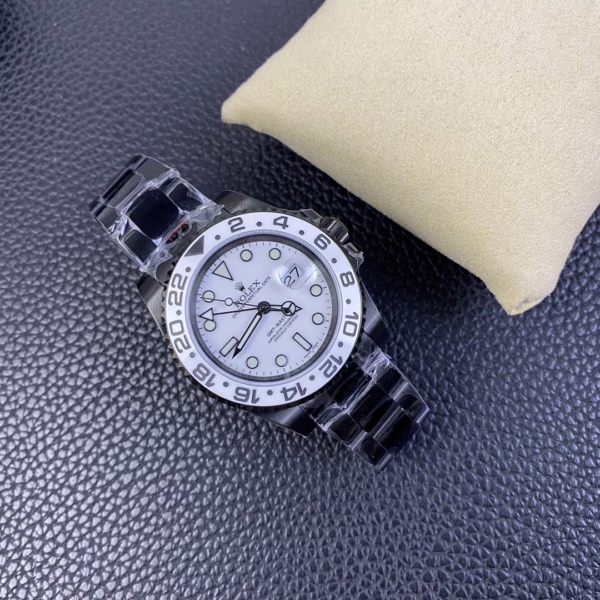 Rolex GMT Master II Black PVD/DLC Coated White Dial Stainless Steel 16710 Men's Watch - Image 8