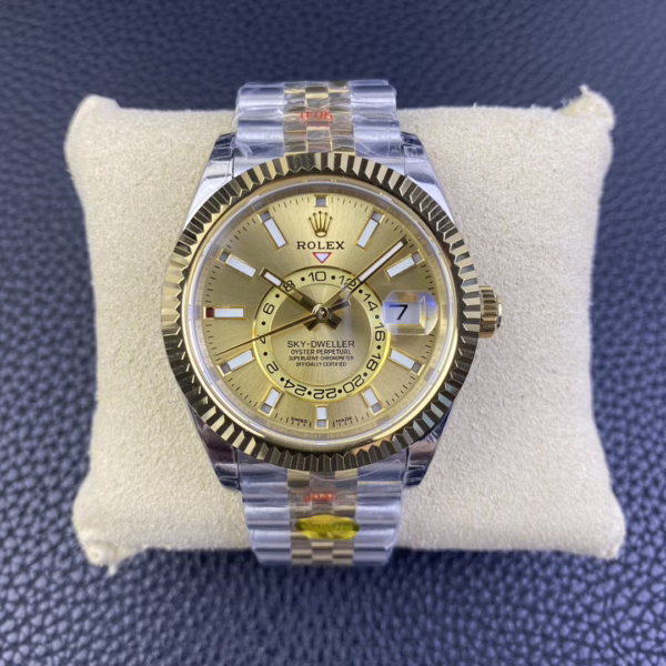 Rolex Sky Dweller 42mm Champagne Dial Stick Markers Jubilee M336933 0002 Men's Watch - Image 3