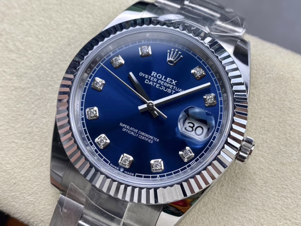 Rolex Datejust 126334 0015 Fluted Bezel Blue Diamond Dial 41MM Mens Replica Watch - Image 2
