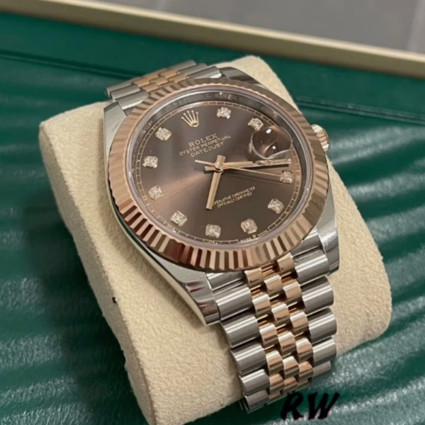 Rolex Datejust 126301 Rose Gold Chocolate Brown Diamonds Dial 41MM Mens Replica Watch - Image 4