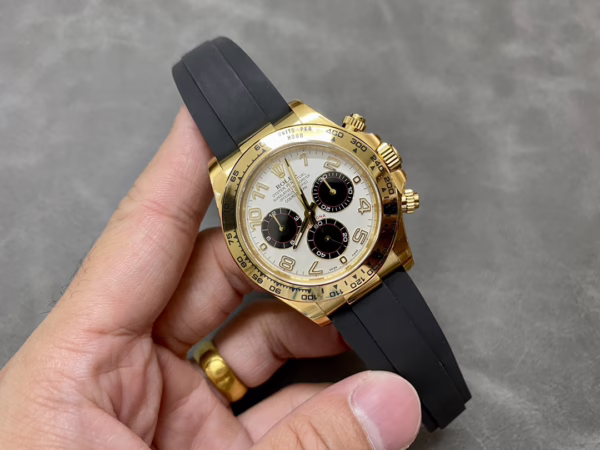 Rolex Daytona 116528 White Arabic Dial Yellow Gold 40mm Mens Replica Watch - Image 8