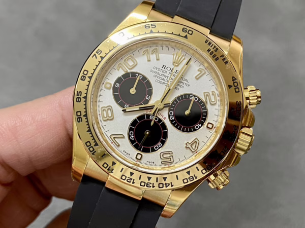 Rolex Daytona 116528 White Arabic Dial Yellow Gold 40mm Mens Replica Watch - Image 5