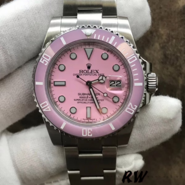 Rolex Submariner Date 116610LN Stainless Steel Oyster 40MM Pink Dial Mens Replica Watch - Image 3