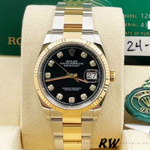 Rolex Datejust 126233 Black Diamond Dial Fluted Bezel 36MM Unisex Replica Watch - Image 4
