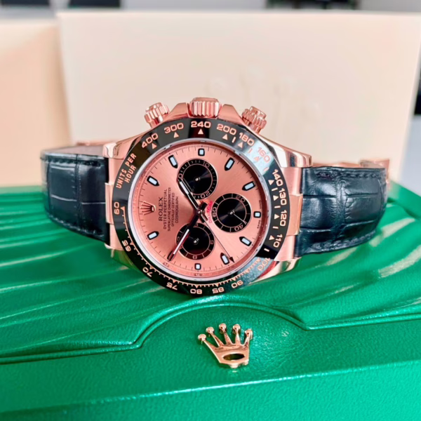 Rolex Cosmograph Daytona 116515LN Black Leather strap Gold Dial 40mm Mens Replica Watch - Image 2