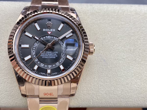 Swiss Rolex Sky Dweller 42 Slate Dial Rose Gold m336935 0004 Men's Replica Watch - Image 3