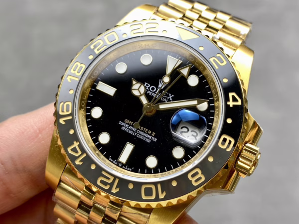 Rolex GMT Master II 40mm m126718grnr 0001 Oyster Bracelet Black Dial Mens Replica Watch - Image 4