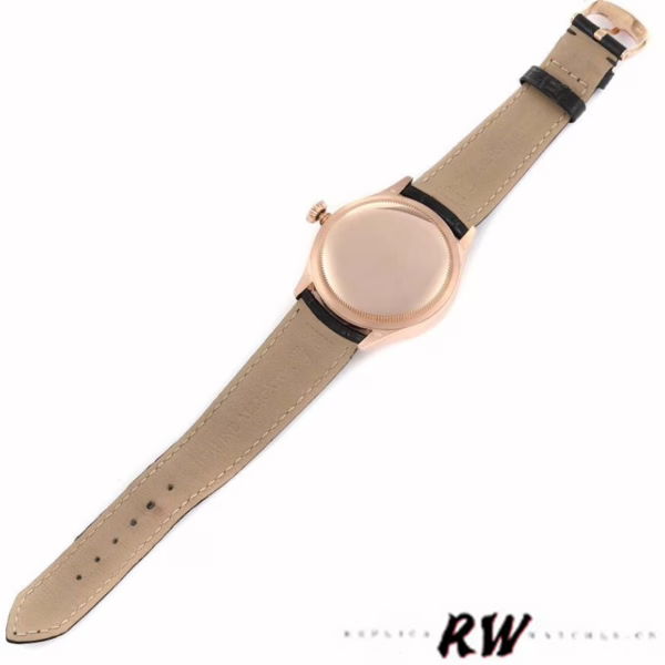 Rolex Cellini Dual Time 50525 Silver Dial Black Leather Strap 39mm Mens Replica Watch - Image 6
