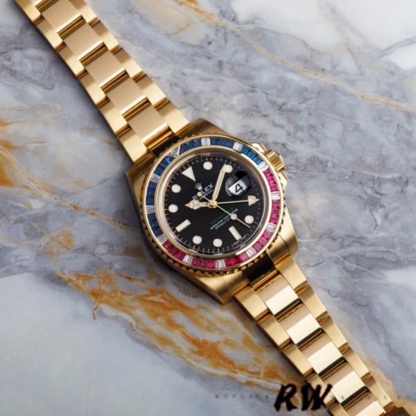Rolex GMT-Master II 116758 Oyster Bracelet Black Dial Diamonds 40mm Mens Replica Watch - Image 3
