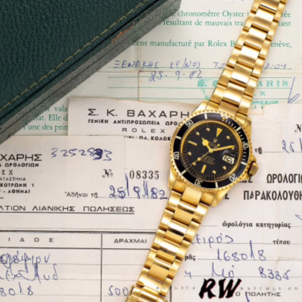 Rolex Submariner 1680/8 Black dial Yellow Gold 40mm Mens Replica Watch - Image 7
