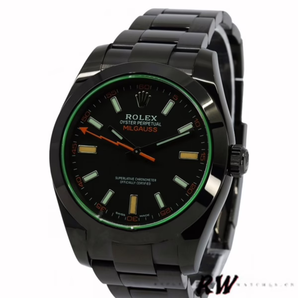 Rolex Milgauss 116400GV Green Crystal Stainless Steel/PVD Black Dial 40MM Mens Replica Watch - Image 5
