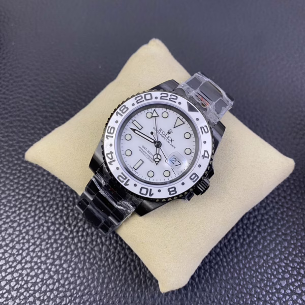 Rolex GMT Master II Black PVD/DLC Coated White Dial Stainless Steel 16710 Men's Watch - Image 3