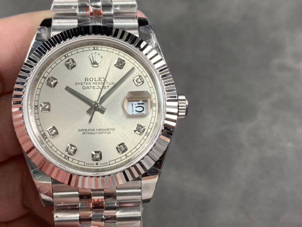 Rolex Datejust II 116334 Silver Diamond Dial 41mm Mens Replica Watch - Image 2