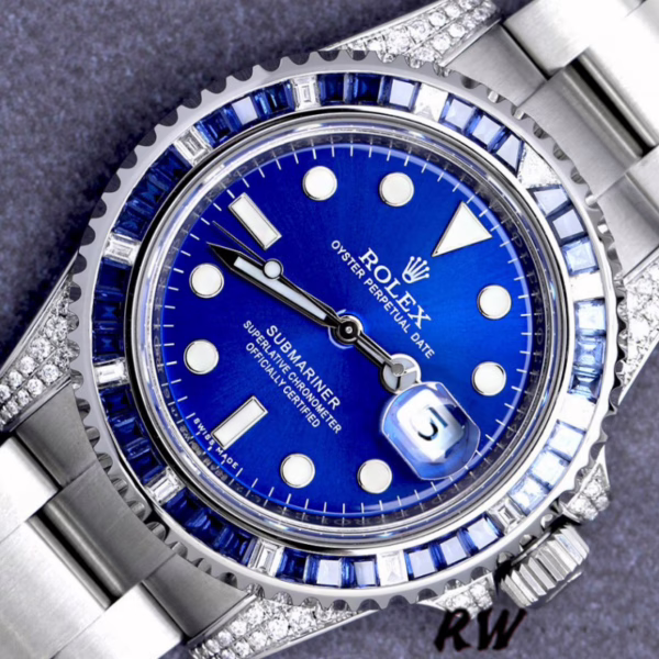 Rolex Submariner Date 116610LN Custom Diamond Stainless Steel Blue Dial 40MM Mens Replica Watch - Image 2