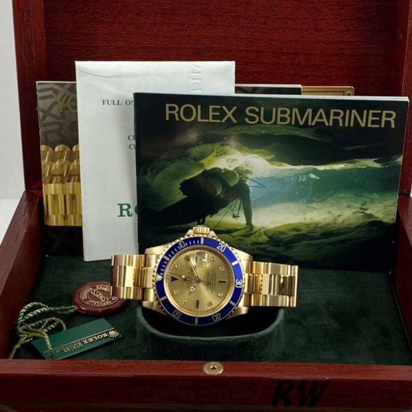Rolex Submariner 16618 Yellow Gold Champagne Dial 40mm Mens Replica Watch - Image 12