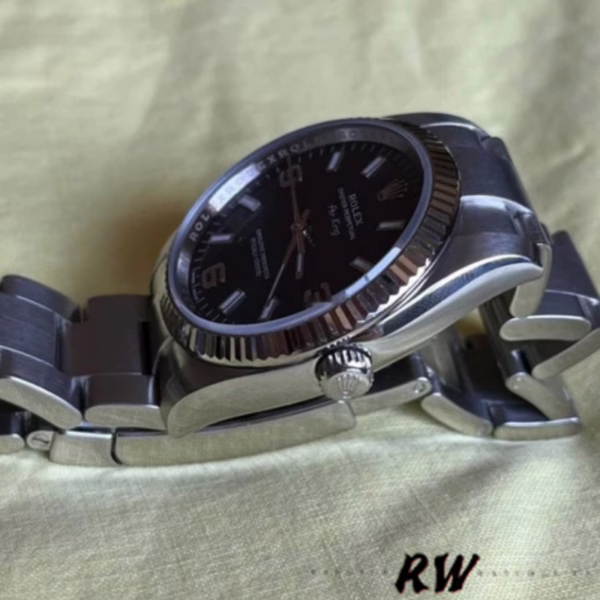 Rolex Oyster Perpetual Air-King 114234 Blue Dial fluted white gold bezel 34MM Unisex replica watch - Image 4