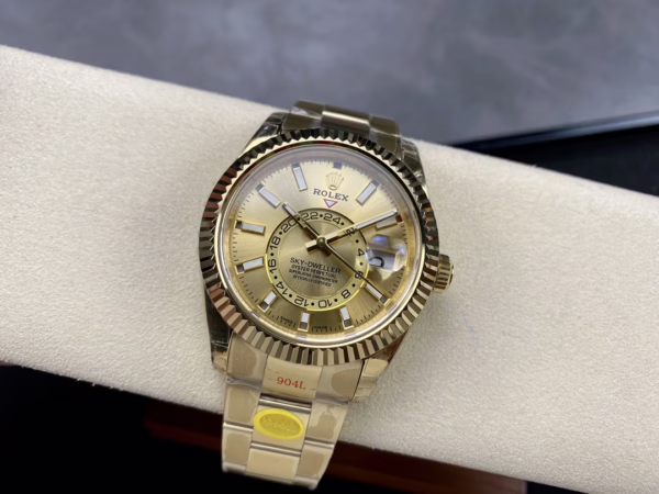 Rolex Sky Dweller 42mm Yellow Gold Champagne Dial m336938 0001 Men's Replica Watch - Image 6