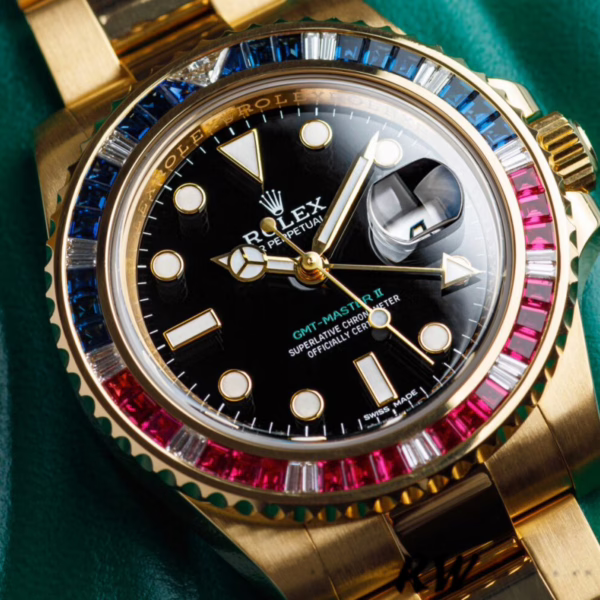 Rolex GMT-Master II 116758 Oyster Bracelet Black Dial Diamonds 40mm Mens Replica Watch - Image 5