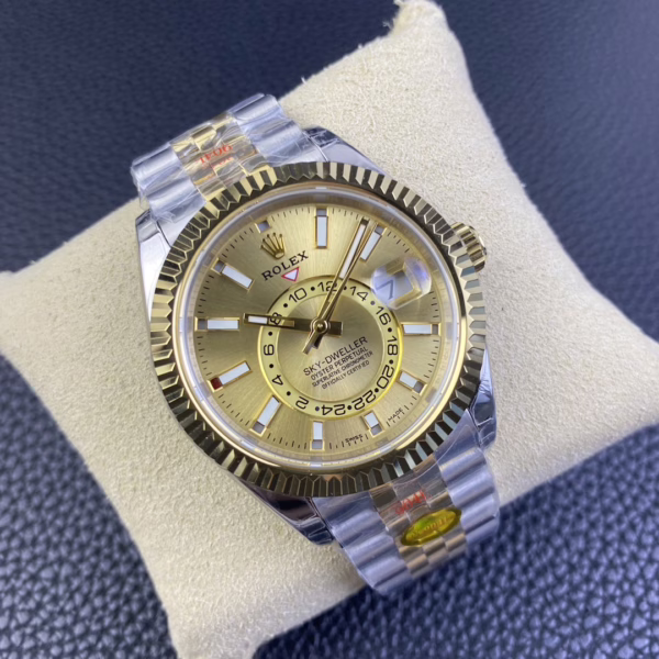 Rolex Sky Dweller 42mm Champagne Dial Stick Markers Jubilee M336933 0002 Men's Watch - Image 4