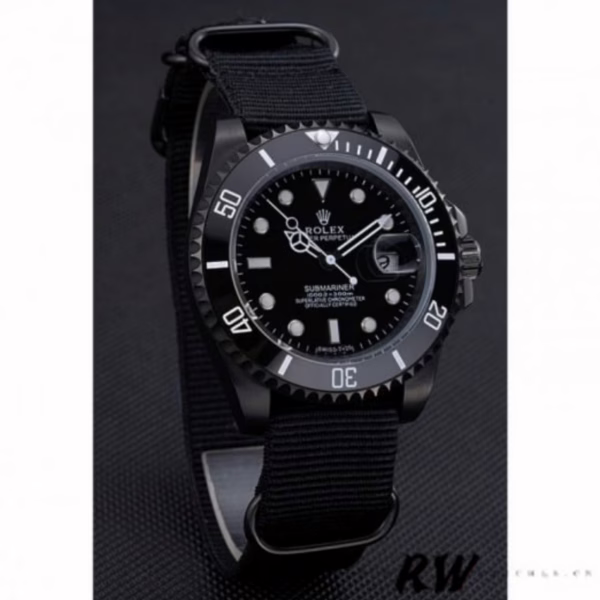 Rolex Submariner 622006 Black nylon strap Black Dial 40mm Mens Replica Watch - Image 6