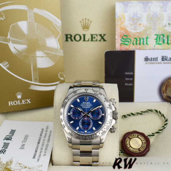 Rolex Cosmograph Daytona 116509 Blue Index Dial 40MM Mens Replica Watch - Image 5