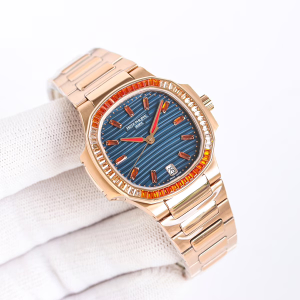 Patek Philippe Nautilus Ladies Rose Gold Blue Dial 7118 35.2mm - Image 3