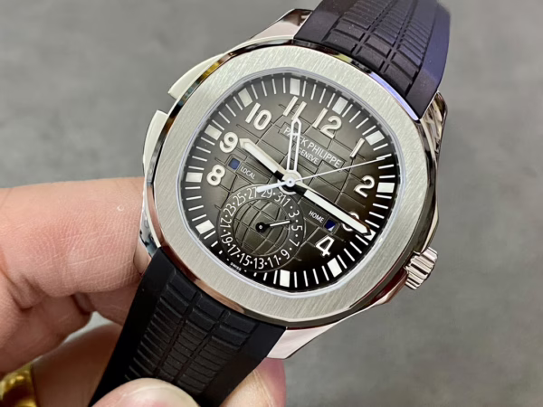 Replica Patek Philippe Aquanaut 5164A 001 Stainless Steel Dual Time 40mm Mens Watch - Image 3