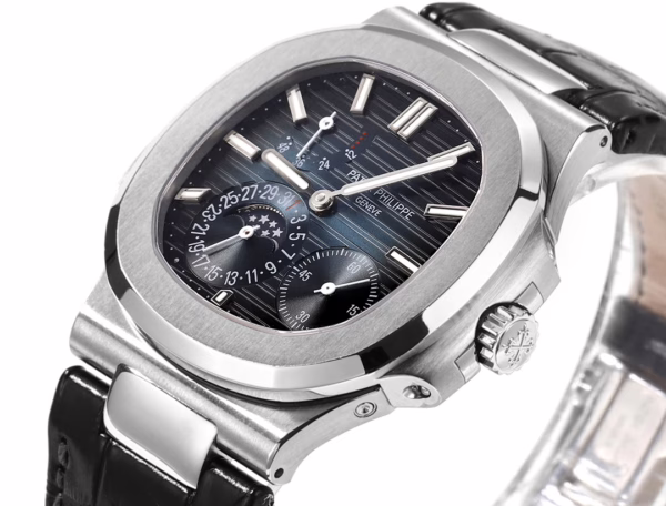 Patek Philippe Nautilus Moon Phases Rose & White Gold Slate Blue Sunburst 5712GR 001 - Image 3