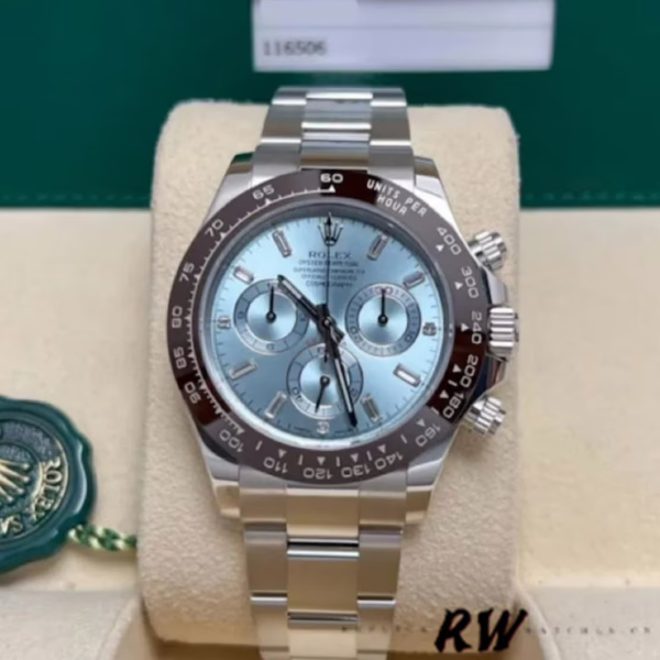 Rolex Cosmograph Daytona 116506 Ice Blue Dial Platinum 40MM Mens Replica Watch - Image 5