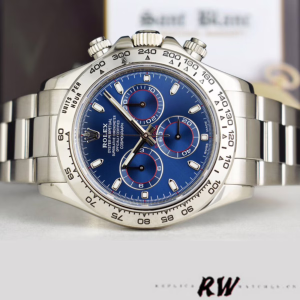 Rolex Cosmograph Daytona 116509 Blue Index Dial 40MM Mens Replica Watch - Image 4