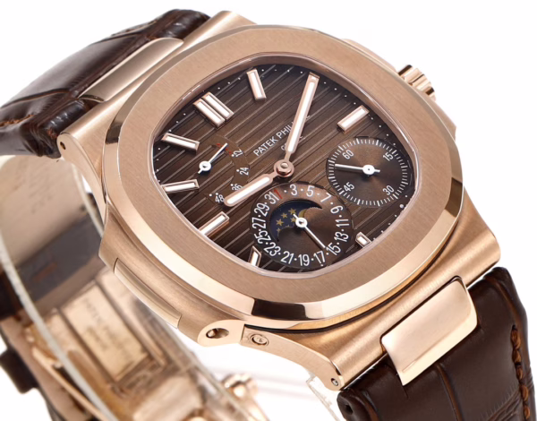 Patek Philippe Nautilus Moon Phases Rose & White Gold Slate Brown Dial 5712GR 001 - Image 2