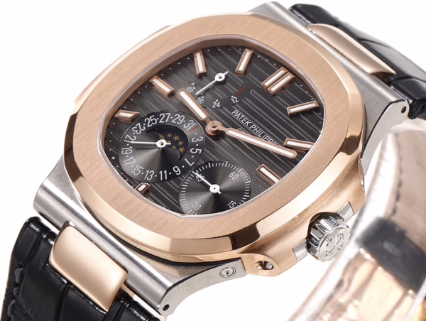 Patek Philippe Nautilus Moon Phases Rose & White Gold Slate Grey Dial 5712GR 001 - Image 4